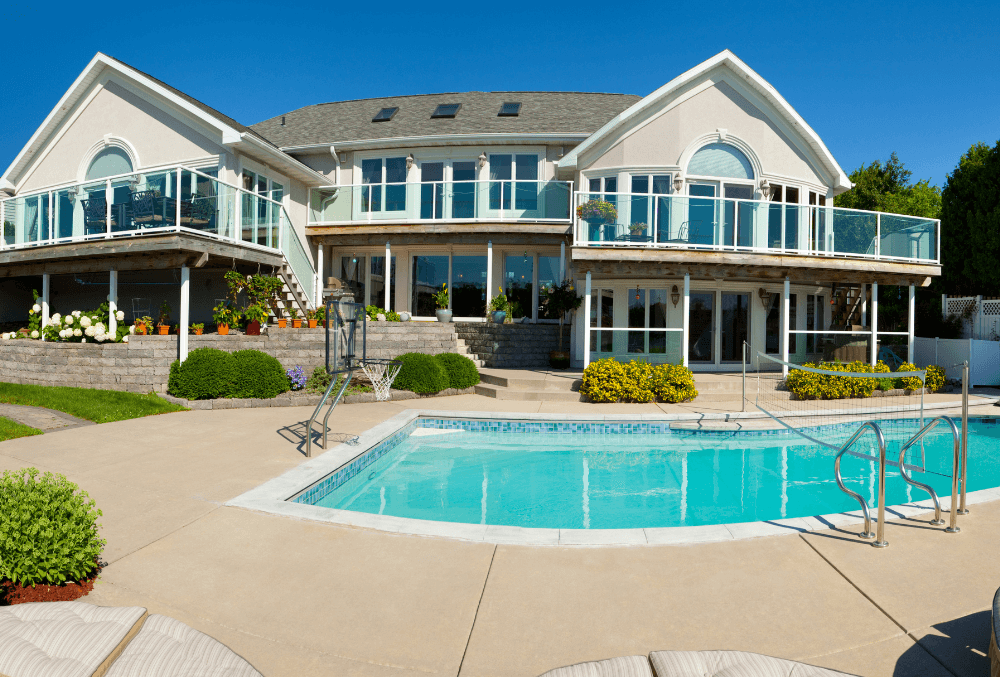 mansion house with outdoor pool